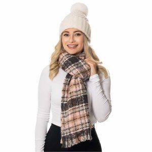 NWT Emanuel Geraldo Women's Hat & Blanket Set Cream Combo One Size $60 ZZ030